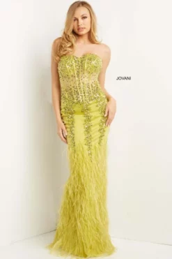 Jovani 08142 Sequin Gown With Feather Skirt 7 Jovani 08142 Sequin Gown With Feather Skirt -Outlet Prom Dresses Store S22 JV 08142 03 470x705