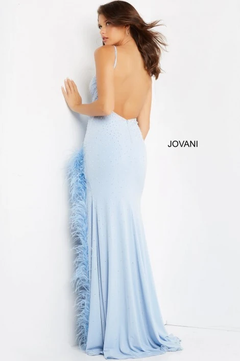 Jovani 08283 Beaded Gown With Feather Trim 6 Jovani 08283 Beaded Gown With Feather Trim - Image 4