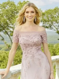 MGNY By Morilee 72503 Off Shoulder A-Line 3D Lace Gown -Outlet Prom Dresses Store S22 MGNY 72503 05 529x705