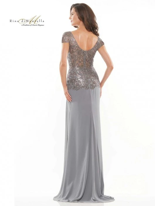 Rina Di Montella RD2743 Shimmering Short Sleeve MOB Gown 6 Rina Di Montella RD2743 Shimmering Short Sleeve MOB Gown - Image 4
