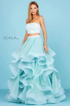 Scala 60268 Beaded 2 Piece Ruffle Gown 9 Scala 60268 Beaded 2 Piece Ruffle Gown -Outlet Prom Dresses Store S22 SCL 60268 03 470x705