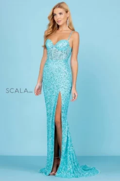 Scala 60284 Beaded Sheer Corset Gown 9 Scala 60284 Beaded Sheer Corset Gown -Outlet Prom Dresses Store S22 SCL 60284 03 470x705
