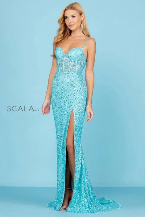 Scala 60284 Beaded Sheer Corset Gown 5 Scala 60284 Beaded Sheer Corset Gown - Image 3