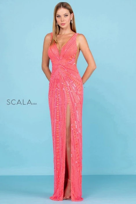 Scala 60287 Beautifully Beaded Scoop Back Gown 5 Scala 60287 Beautifully Beaded Scoop Back Gown - Image 3