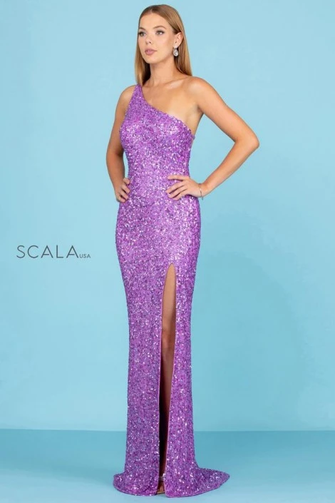 Scala 60290 One Shoulder Sequin Prom Gown 7 Scala 60290 One Shoulder Sequin Prom Gown - Image 5