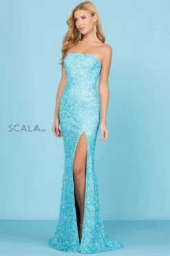 Scala 60291 Strapless Sequin Prom Gown -Outlet Prom Dresses Store S22 SCL 60291 03 470x705