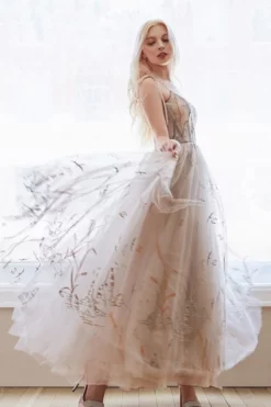 Andrea & Leo Andrea And Leo A0987 Lake Birds Tea Length Dress -Outlet Prom Dresses Store S23 AL A0987 03 470x705