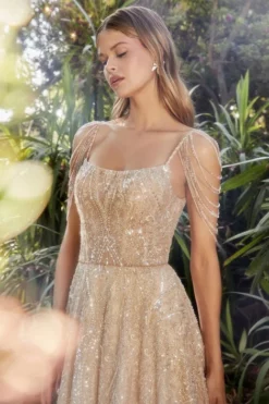 Andrea & Leo Andrea And Leo A1112 Champagne Glass Bead Gown -Outlet Prom Dresses Store S23 AL A1112 03 470x705