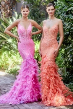 Andrea & Leo Andrea And Leo A1116 Regality Feather Mermaid Gown -Outlet Prom Dresses Store S23 AL A1116 03 470x705