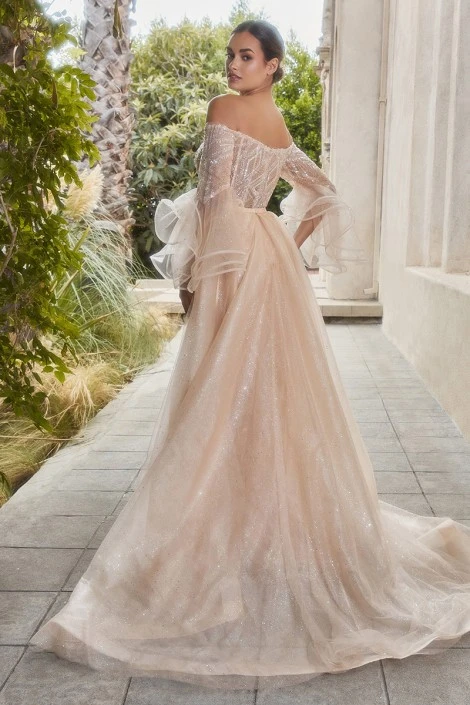 Andrea & Leo Andrea And Leo A1175 Glass Beaded Flare Sleeve Gown 4 Andrea & Leo Andrea And Leo A1175 Glass Beaded Flare Sleeve Gown - Image 2