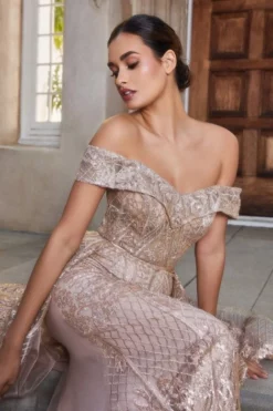 Andrea & Leo Andrea And Leo A1200 Sequin Lace Off Shoulder Gown -Outlet Prom Dresses Store S23 AL A1200 03 470x705