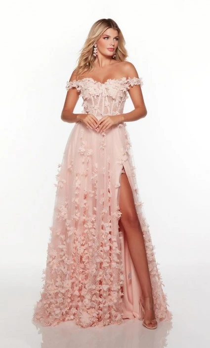 Alyce Paris 61308 Floral 3D Off Shoulder Gown 5 Alyce Paris 61308 Floral 3D Off Shoulder Gown - Image 3