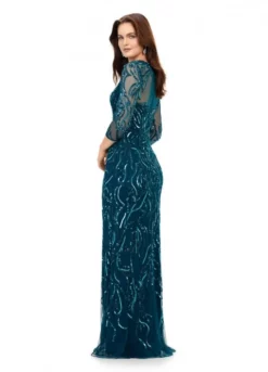 Ashley Lauren 11208 Sheer Beaded Sleeve Gown 11 Ashley Lauren 11208 Sheer Beaded Sleeve Gown -Outlet Prom Dresses Store S23 ASH 11208 05 508x705