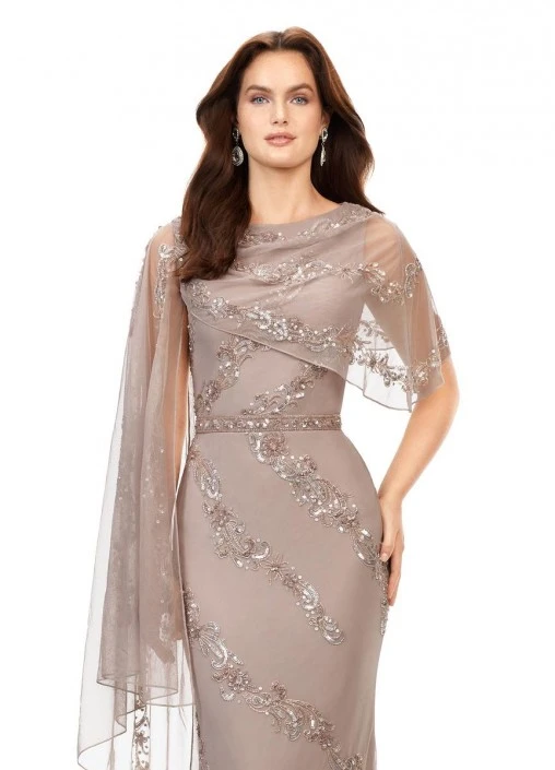 Ashley Lauren 11213 Beaded Gown With Sheer Scarf 5 Ashley Lauren 11213 Beaded Gown With Sheer Scarf - Image 3