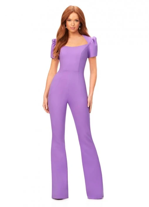 Ashley Lauren 11218 Scuba Short Sleeve Jumpsuit 6 Ashley Lauren 11218 Scuba Short Sleeve Jumpsuit - Image 4