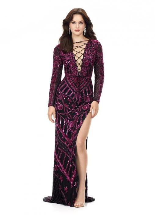 Ashley Lauren 11239 Lace Up V Neck Beaded Gown 6 Ashley Lauren 11239 Lace Up V Neck Beaded Gown - Image 4