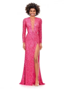 Ashley Lauren 11241 Lace Up Neck Sequin Gown -Outlet Prom Dresses Store S23 ASH 11241 04 508x705