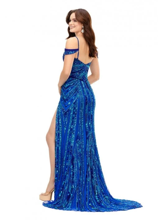 Ashley Lauren 11257 Draped Strap Beaded Prom Dress 4 Ashley Lauren 11257 Draped Strap Beaded Prom Dress - Image 2