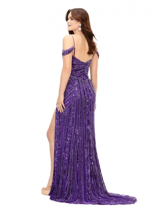 Ashley Lauren 11257 Draped Strap Beaded Prom Dress 7 Ashley Lauren 11257 Draped Strap Beaded Prom Dress - Image 5