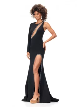 Ashley Lauren 11272 Beautiful Sheer Slit Prom Dress 7 Ashley Lauren 11272 Beautiful Sheer Slit Prom Dress -Outlet Prom Dresses Store S23 ASH 11272 03 508x705