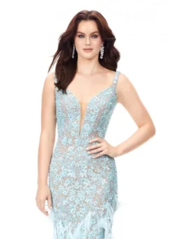Ashley Lauren 11279 Beaded Gown With Feathers 9 Ashley Lauren 11279 Beaded Gown With Feathers -Outlet Prom Dresses Store S23 ASH 11279 03 508x705