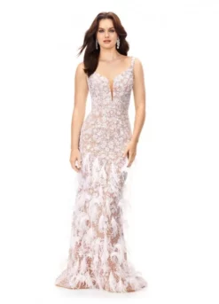 Ashley Lauren 11279 Beaded Gown With Feathers 10 Ashley Lauren 11279 Beaded Gown With Feathers -Outlet Prom Dresses Store S23 ASH 11279 04 508x705