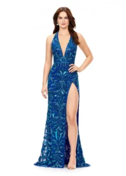 Ashley Lauren 11283 Beaded Deep V Halter Gown 10 Ashley Lauren 11283 Beaded Deep V Halter Gown -Outlet Prom Dresses Store S23 ASH 11283 04 508x705