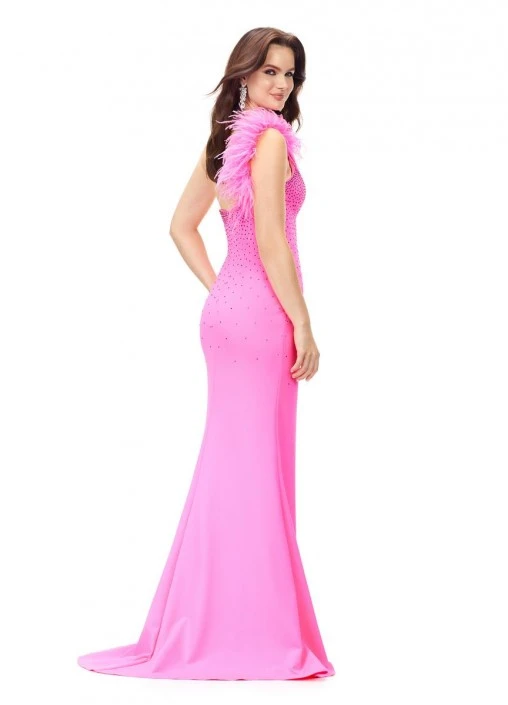 Ashley Lauren 11290 Feather One Shoulder Prom Dress 4 Ashley Lauren 11290 Feather One Shoulder Prom Dress - Image 2
