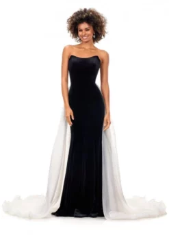 Ashley Lauren 11311 Velvet Gown With Organza Overskirt -Outlet Prom Dresses Store S23 ASH 11311 04 508x705