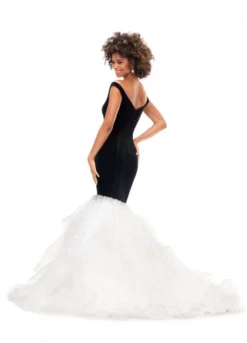 Ashley Lauren 11312 Velvet Organza Mermaid Dress 8 Ashley Lauren 11312 Velvet Organza Mermaid Dress -Outlet Prom Dresses Store S23 ASH 11312 02 508x705