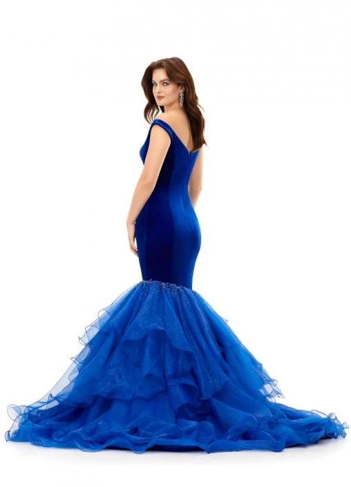 Ashley Lauren 11312 Velvet Organza Mermaid Dress 7 Ashley Lauren 11312 Velvet Organza Mermaid Dress - Image 5
