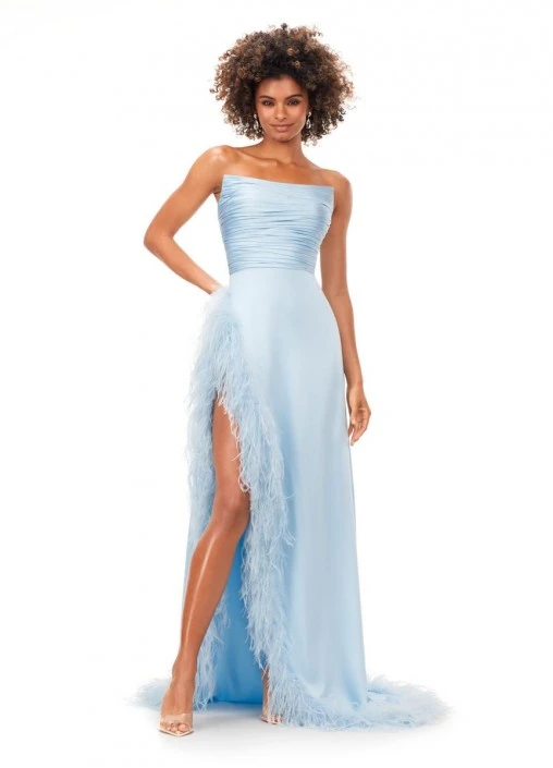 Ashley Lauren 11313 Feather Trim Satin Gown 6 Ashley Lauren 11313 Feather Trim Satin Gown - Image 4