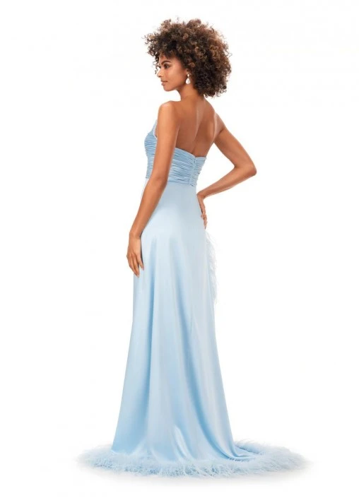 Ashley Lauren 11313 Feather Trim Satin Gown 7 Ashley Lauren 11313 Feather Trim Satin Gown - Image 5