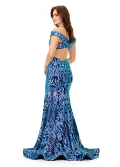 Ashley Lauren 11330 Velvet Sequin Cutout Back Gown 8 Ashley Lauren 11330 Velvet Sequin Cutout Back Gown -Outlet Prom Dresses Store S23 ASH 11330 02 508x705