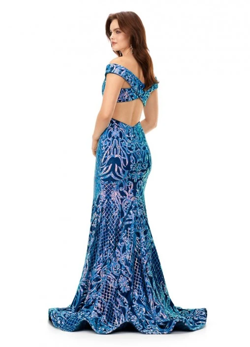 Ashley Lauren 11330 Velvet Sequin Cutout Back Gown 4 Ashley Lauren 11330 Velvet Sequin Cutout Back Gown - Image 2