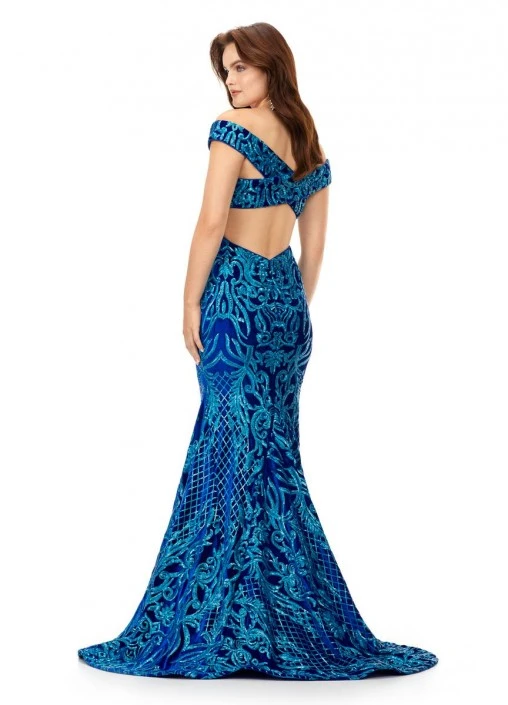 Ashley Lauren 11330 Velvet Sequin Cutout Back Gown 7 Ashley Lauren 11330 Velvet Sequin Cutout Back Gown - Image 5