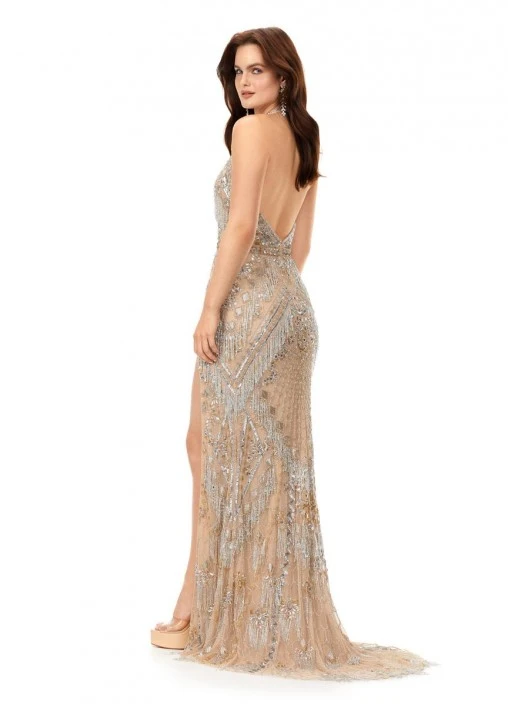 Ashley Lauren 11341 Beaded Fringe Halter Gown 7 Ashley Lauren 11341 Beaded Fringe Halter Gown - Image 5