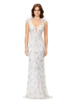 Ashley Lauren 11349 Feather Shoulder Beaded Gown 10 Ashley Lauren 11349 Feather Shoulder Beaded Gown -Outlet Prom Dresses Store S23 ASH 11349 04 508x705