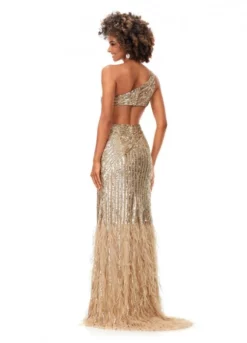 Ashley Lauren 11350 Striking Beaded Gown With Feathers -Outlet Prom Dresses Store S23 ASH 11350 05 508x705