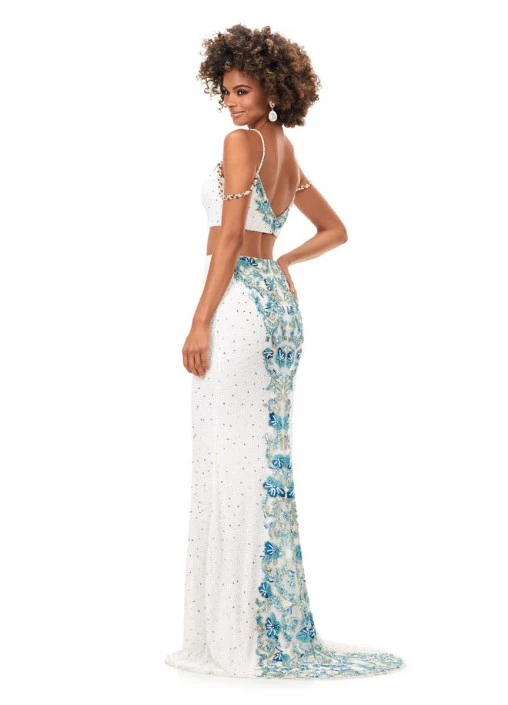 Ashley Lauren 11353 Beaded Waterfall 2 Piece Gown 4 Ashley Lauren 11353 Beaded Waterfall 2 Piece Gown - Image 2