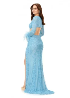 Ashley Lauren 11364 Feather Cuff Cutout Gown 11 Ashley Lauren 11364 Feather Cuff Cutout Gown -Outlet Prom Dresses Store S23 ASH 11364 05 508x705