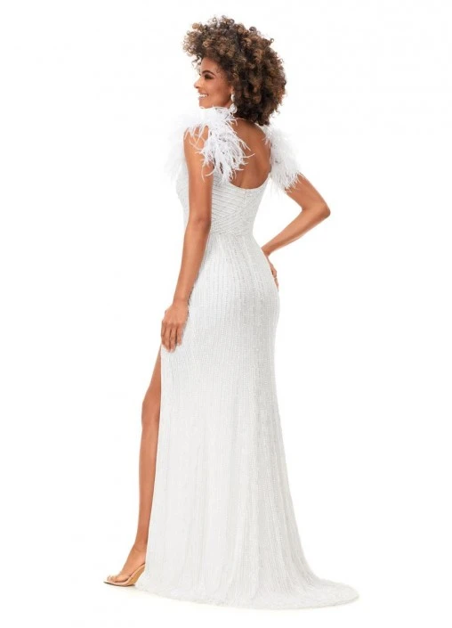 Ashley Lauren 11367 Feather Beaded Formal Gown 4 Ashley Lauren 11367 Feather Beaded Formal Gown - Image 2