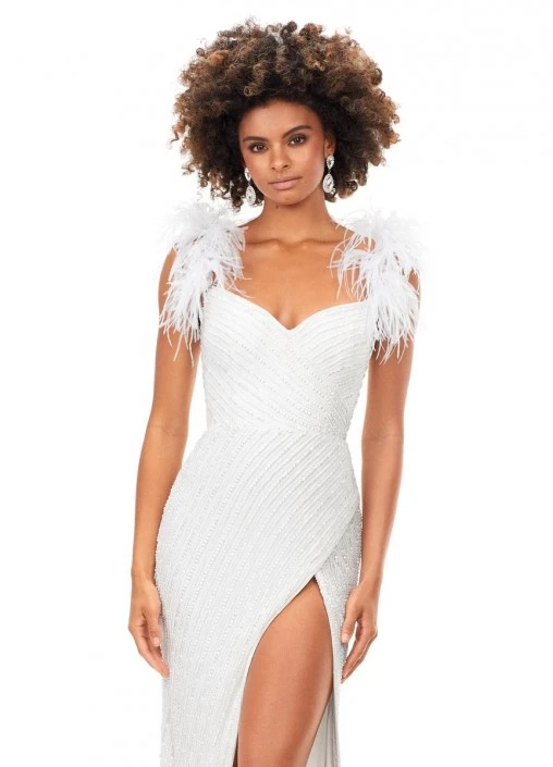 Ashley Lauren 11367 Feather Beaded Formal Gown 5 Ashley Lauren 11367 Feather Beaded Formal Gown - Image 3