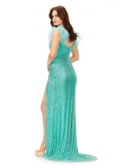 Ashley Lauren 11367 Feather Beaded Formal Gown 11 Ashley Lauren 11367 Feather Beaded Formal Gown -Outlet Prom Dresses Store S23 ASH 11367 05 508x705