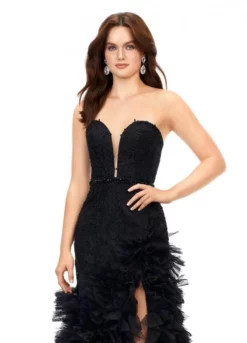 Ashley Lauren 11377 Luscious Lace Ruffle Gown -Outlet Prom Dresses Store S23 ASH 11377 03 508x705