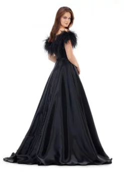 Ashley Lauren 11382 Feather Off Shoulder A-Line Gown 8 Ashley Lauren 11382 Feather Off Shoulder A-Line Gown -Outlet Prom Dresses Store S23 ASH 11382 02 508x705