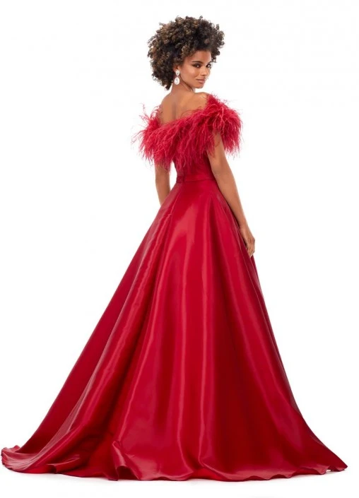 Ashley Lauren 11382 Feather Off Shoulder A-Line Gown 7 Ashley Lauren 11382 Feather Off Shoulder A-Line Gown - Image 5