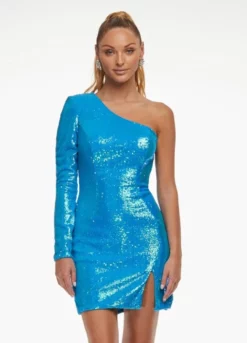 Ashley Lauren 4455 One Long Sleeve Short Sequin Dress -Outlet Prom Dresses Store S23 ASH 4455 03 508x705