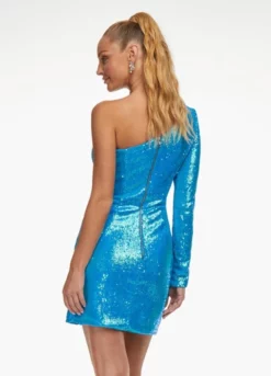 Ashley Lauren 4455 One Long Sleeve Short Sequin Dress -Outlet Prom Dresses Store S23 ASH 4455 04 508x705