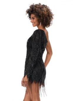 Ashley Lauren 4563 Beaded Fringe 1 Sleeve Cocktail Dress 8 Ashley Lauren 4563 Beaded Fringe 1 Sleeve Cocktail Dress -Outlet Prom Dresses Store S23 ASH 4563 02 508x705